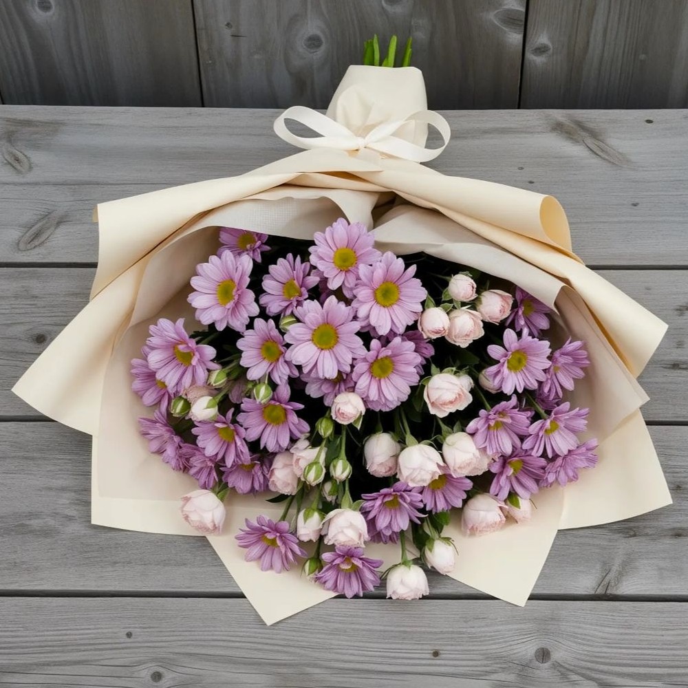 Букет цветов из: Розы и Хризантемы в Якорная Щель