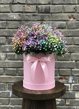 Цветочная композиция из Гипсофила и Розы в шляпной коробке в Якорная Щель
