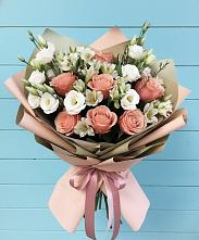 Букет цветов из:  Розы, Альстромерии и Лизиантусы в Якорная Щель