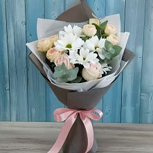 Букет цветов из:  Хризантемы и Розы в Якорная Щель