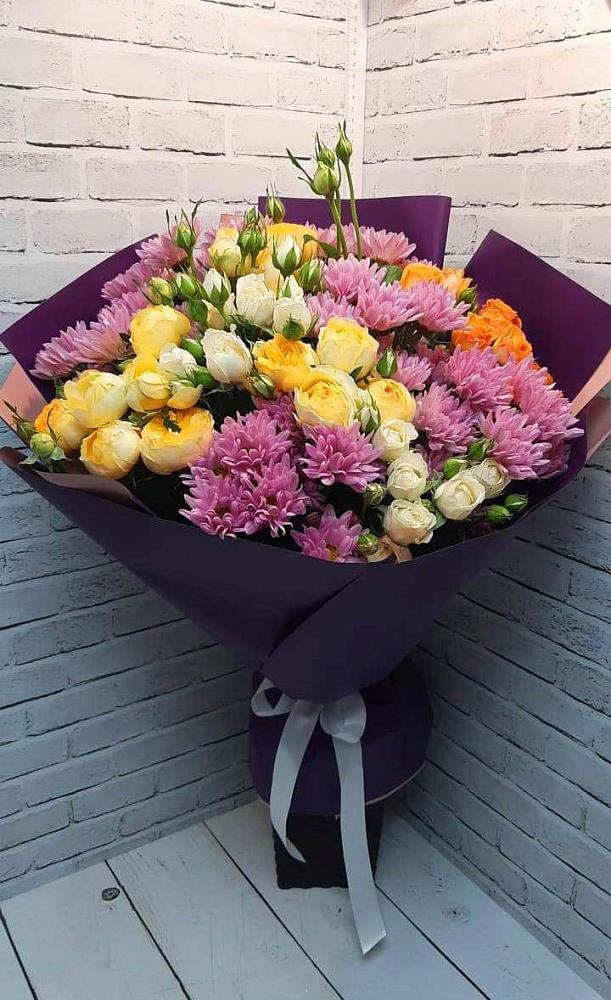 Букет цветов из: Хризантемы и Розы в Якорная Щель