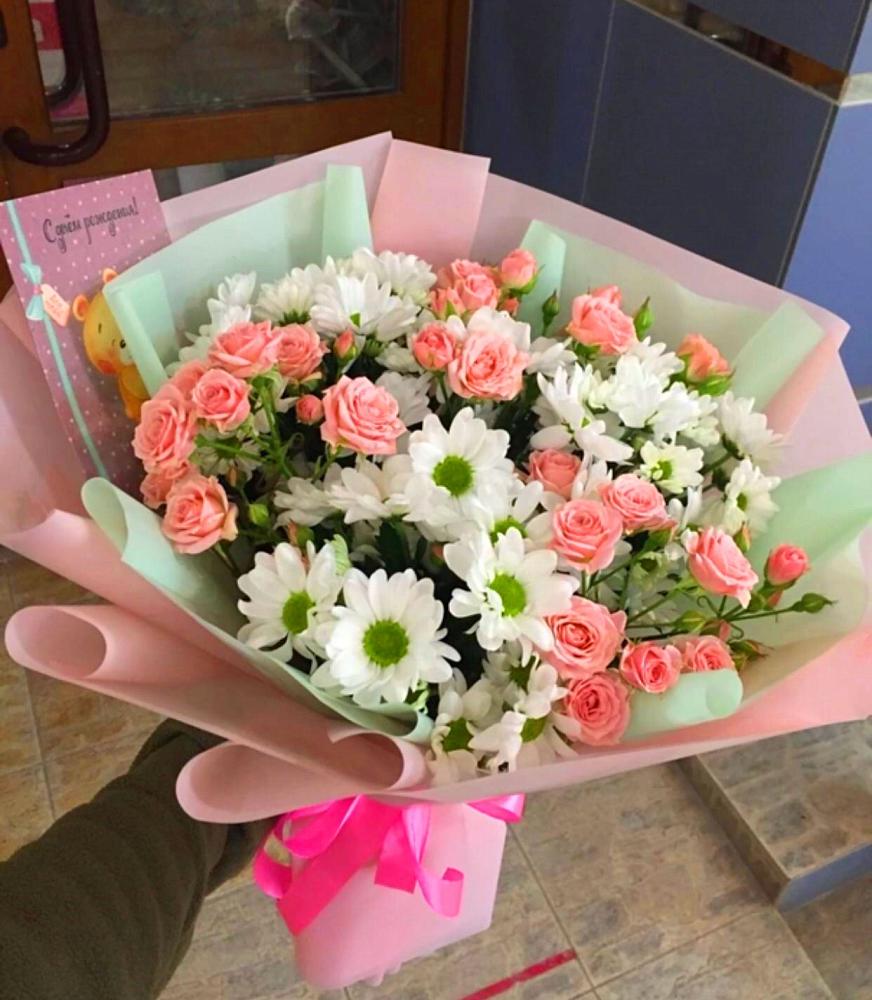 Букет цветов из: Розы и Хризантемы в Якорная Щель