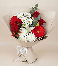 Букет цветов из:  Розы, Хризантемы, Герберы и Лилии в Якорная Щель