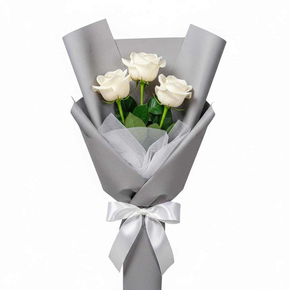 Букет 3 белые розы в Якорная Щель
