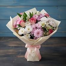 Букет цветов из:  Хризантемы, Альстромерии и Розы в Якорная Щель