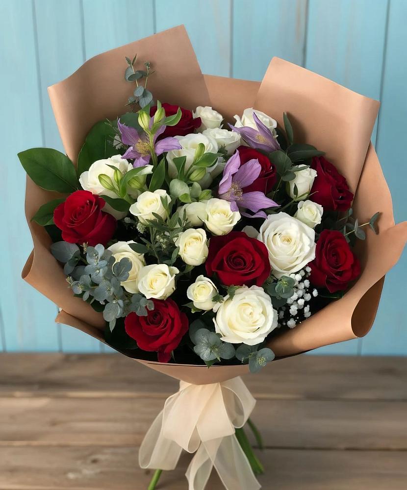 Букет цветов из: Розы и Альстромерии в Якорная Щель