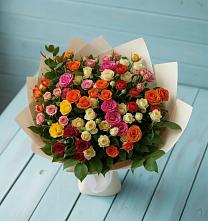 Букет Микс из разноцветных кустовых роз #REPLACE_PRED# Якорная Щель