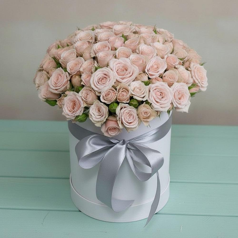 Цветочная композиция из Розы в шляпной коробке в Якорная Щель